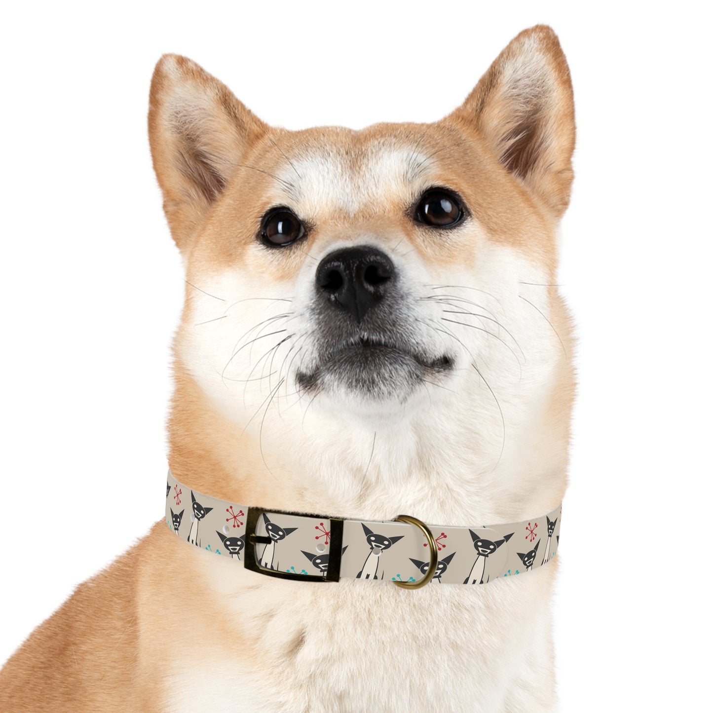 Collar Bandana Dog Collar with Atomic, Cat, Beige Design