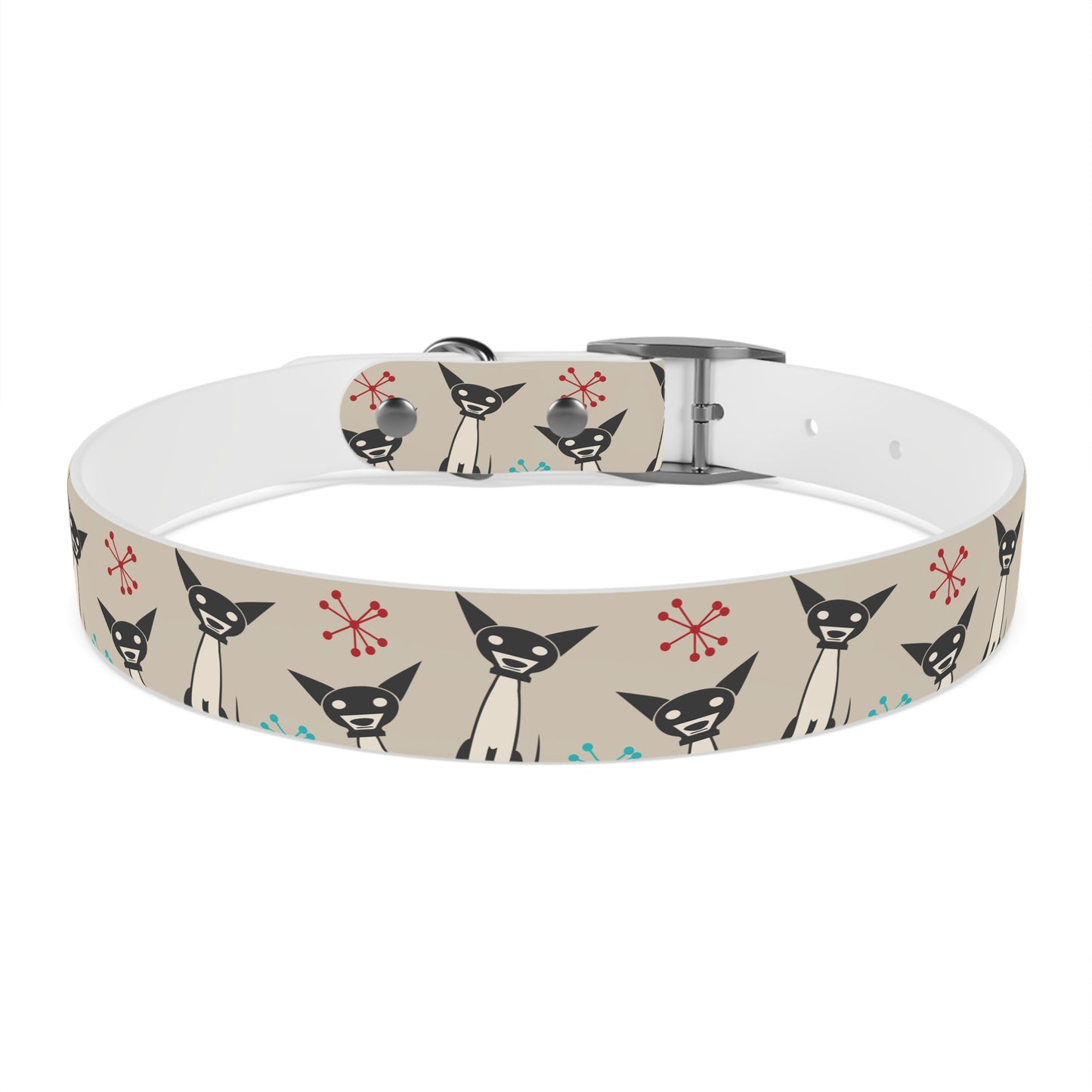 Collar Bandana Dog Collar with Atomic, Cat, Beige Design