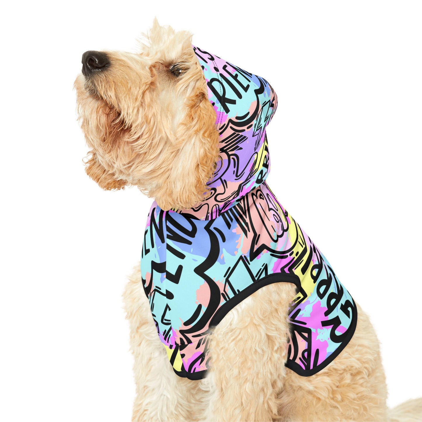 Graffiti Pet Hoodie in Bright Colors