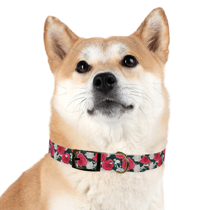 Dog Collar Red Rose Garden Design