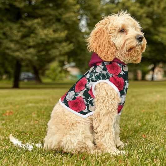 Pet Hoodie - Red Rose Garden Design