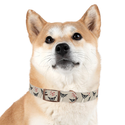 Collar Bandana Dog Collar with Atomic, Cat, Beige Design