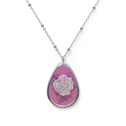 White Rose - Oval Necklace