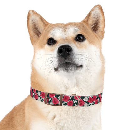 Dog Collar Red Rose Garden Design