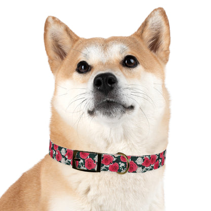 Dog Collar Red Rose Garden Design