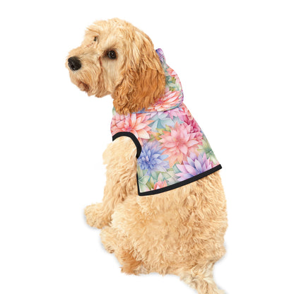 Rainbow Pet Hoodie with Dahlia Design