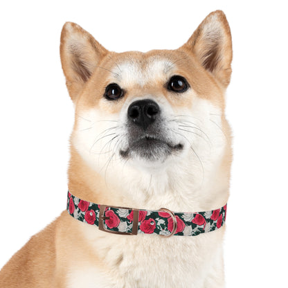 Dog Collar Red Rose Garden Design