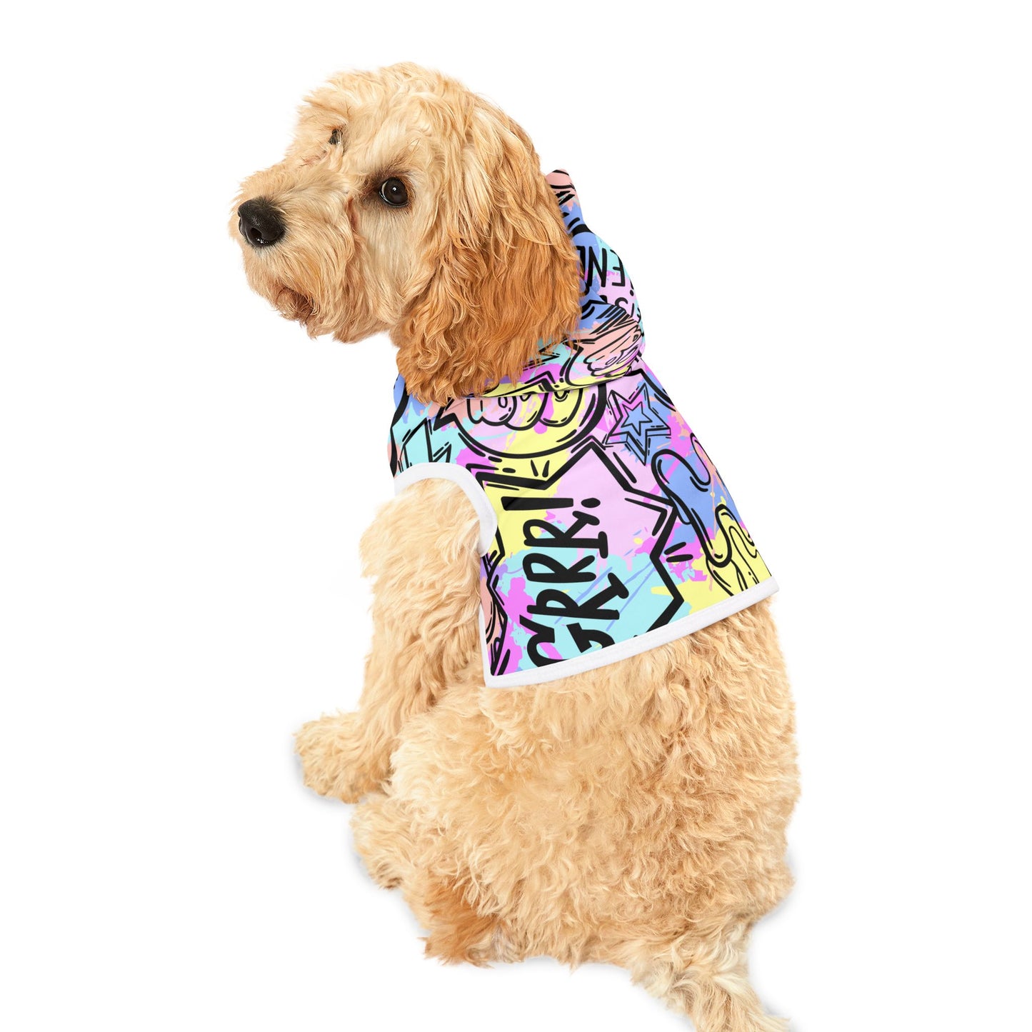 Graffiti Pet Hoodie in Bright Colors