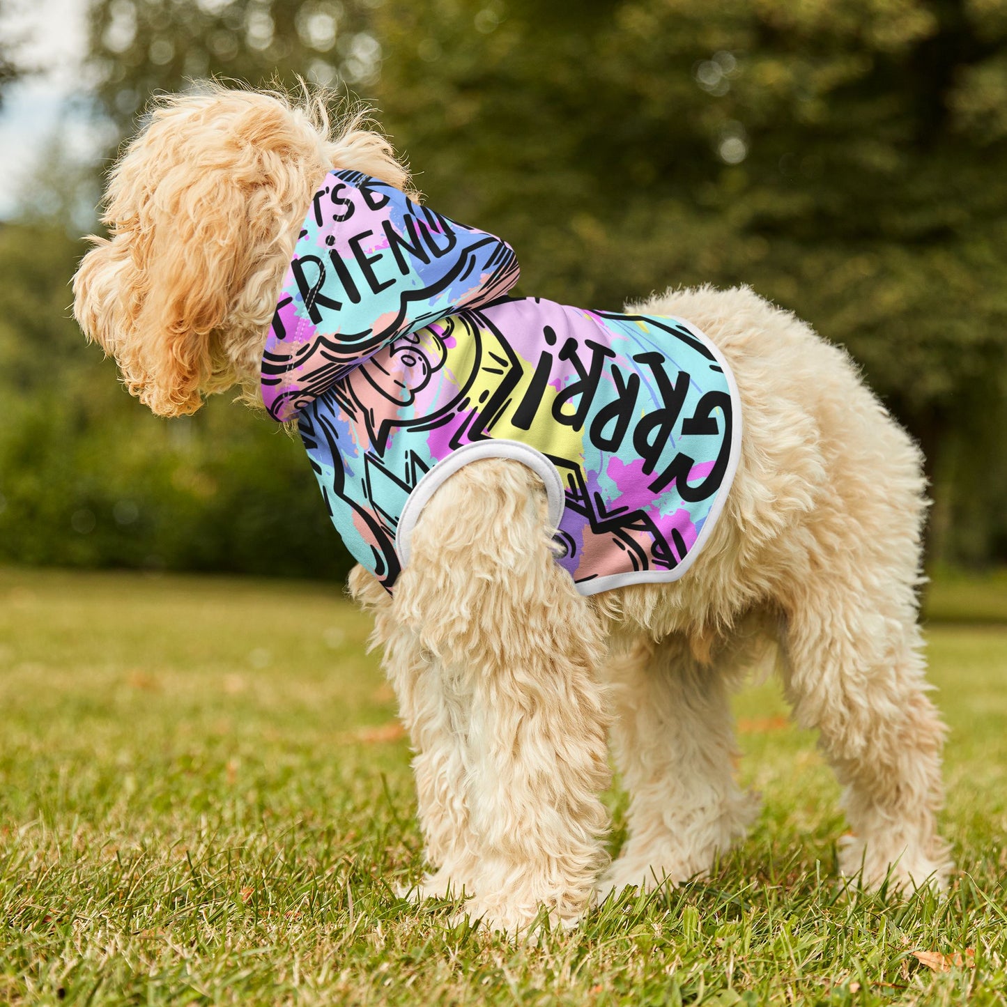 Graffiti Pet Hoodie in Bright Colors