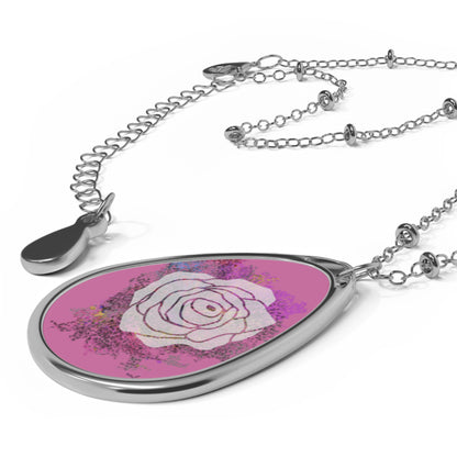 White Rose - Oval Necklace